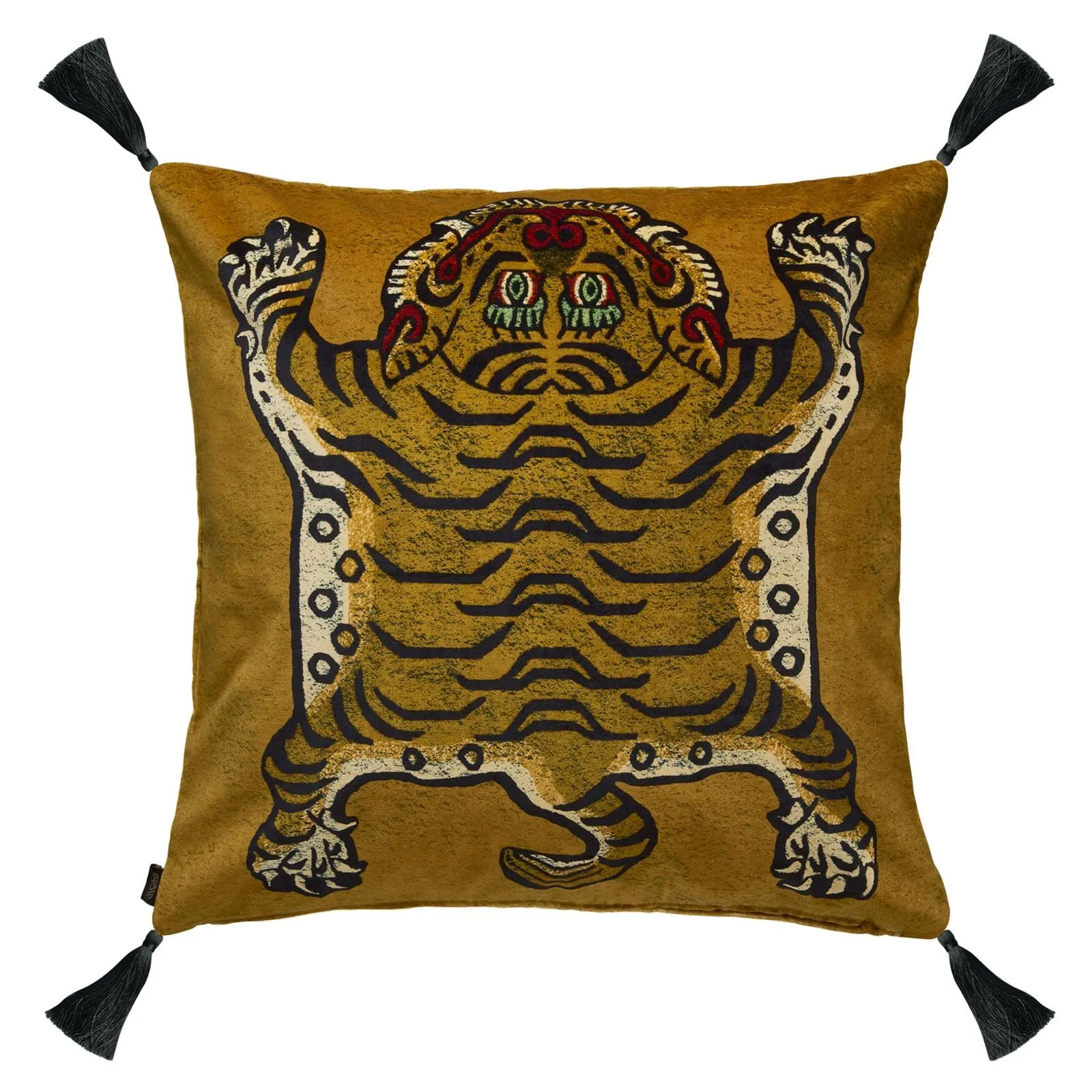 SABER Large Tassel Velvet Cushion - Gold