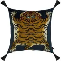 SABER Large Tassel Velvet Cushion - Midnight