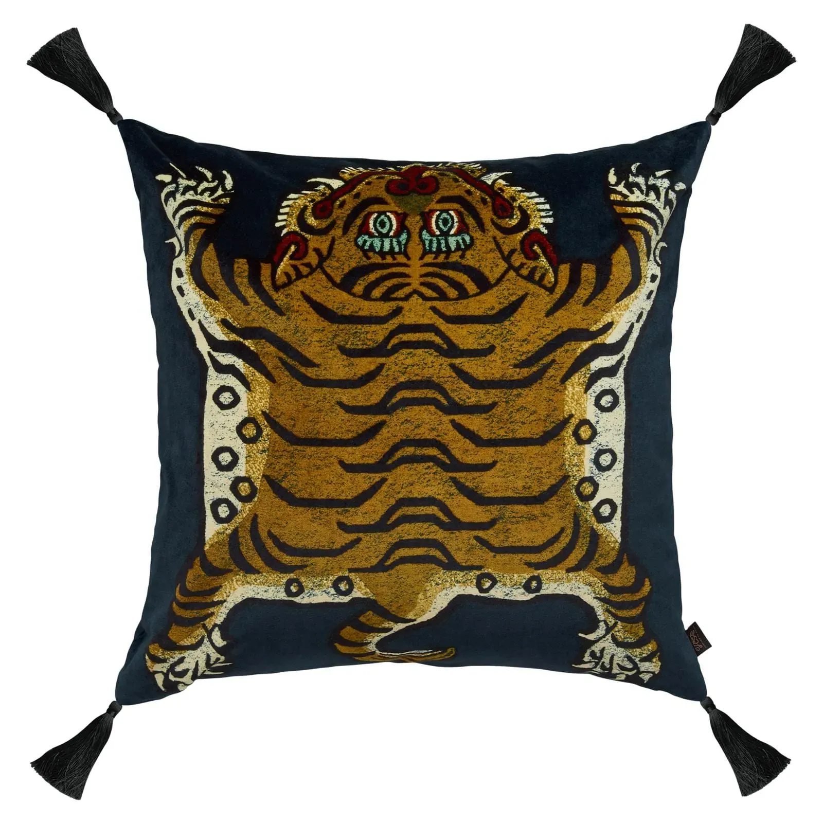 SABER Large Tassel Velvet Cushion - Midnight