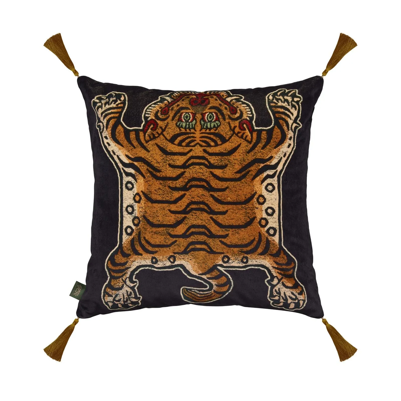 Saber Medium Tassel Cushion - Noir, Velvet product