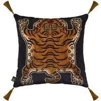 SABER Medium Tassel Velvet Cushion - Noir