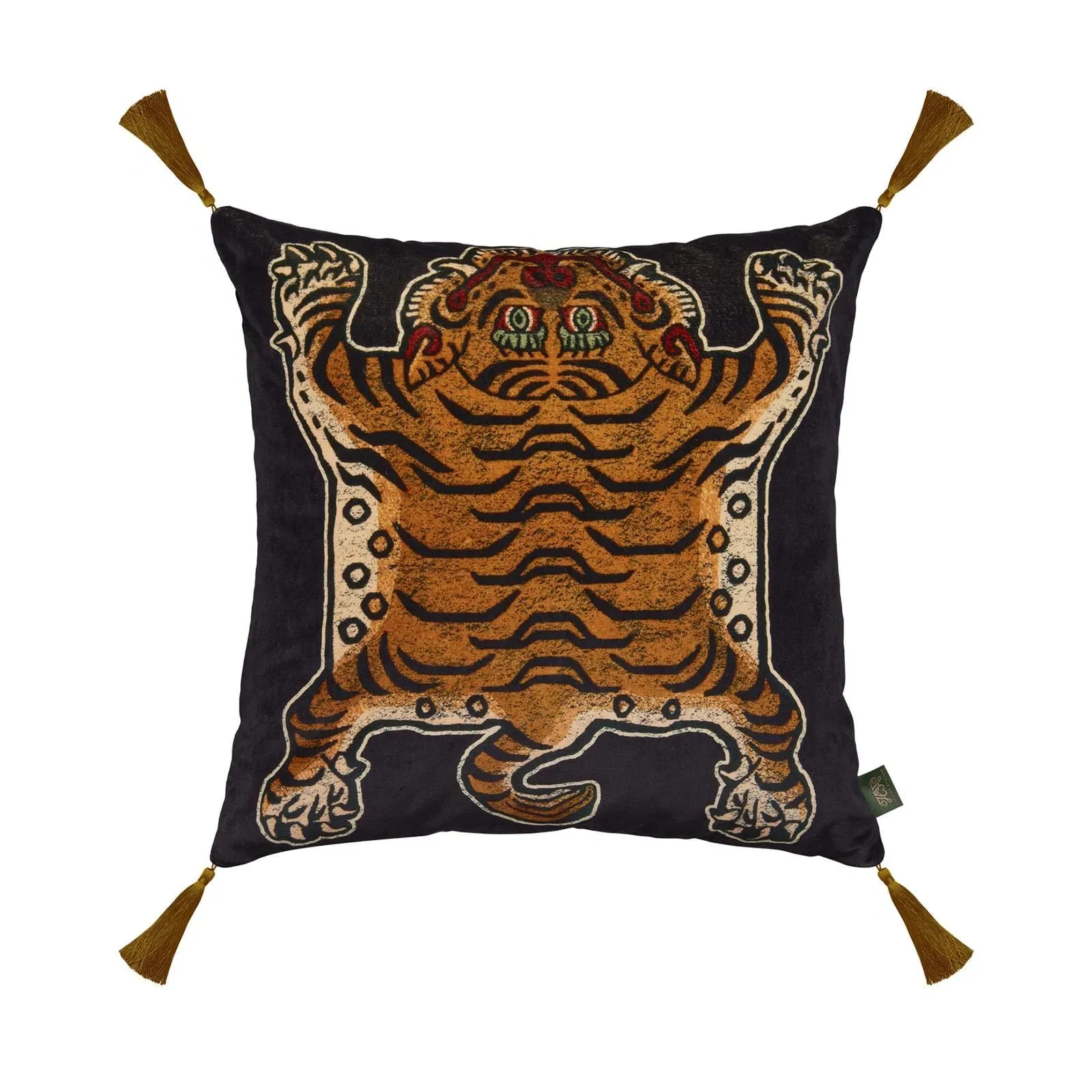 SABER Medium Tassel Velvet Cushion - Noir image
