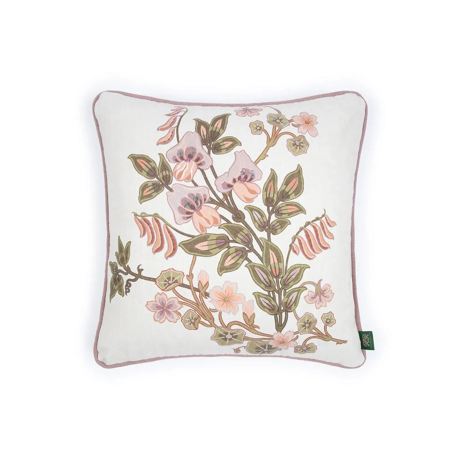 The Dancing Orchids Medium Cushion - Ecru, Hemp product