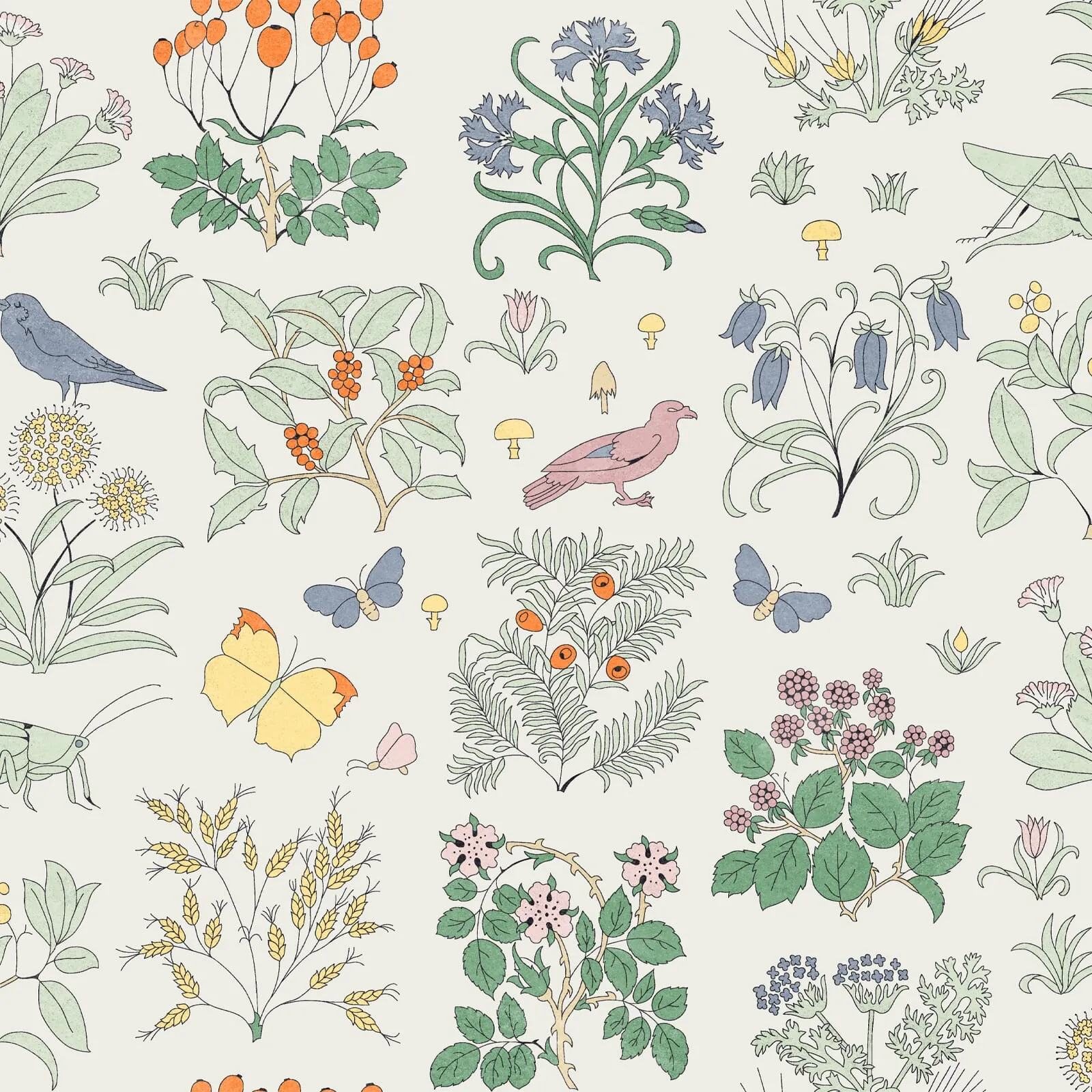 Voysey's Garden Magna Wallpaper Sample - Off White product