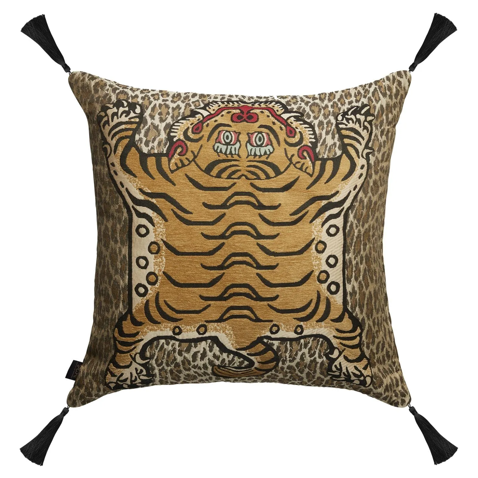 Wild Saber Large Tassel Jacquard Cushion - Butterscotch image