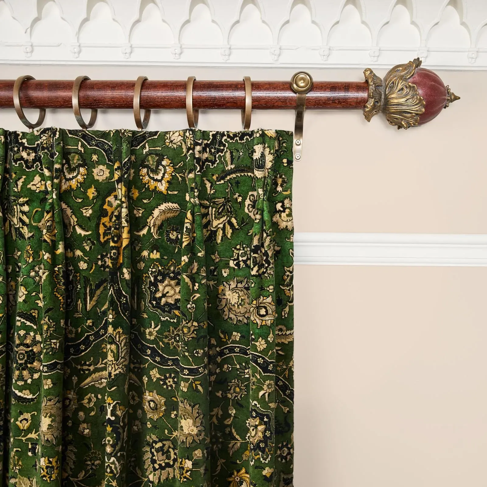 Zanjan Velvet Curtain - Juniper Green image