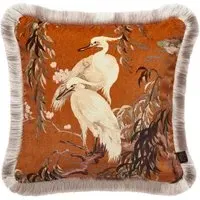 ZEUS Fringed Velvet Cushion - Tobacco