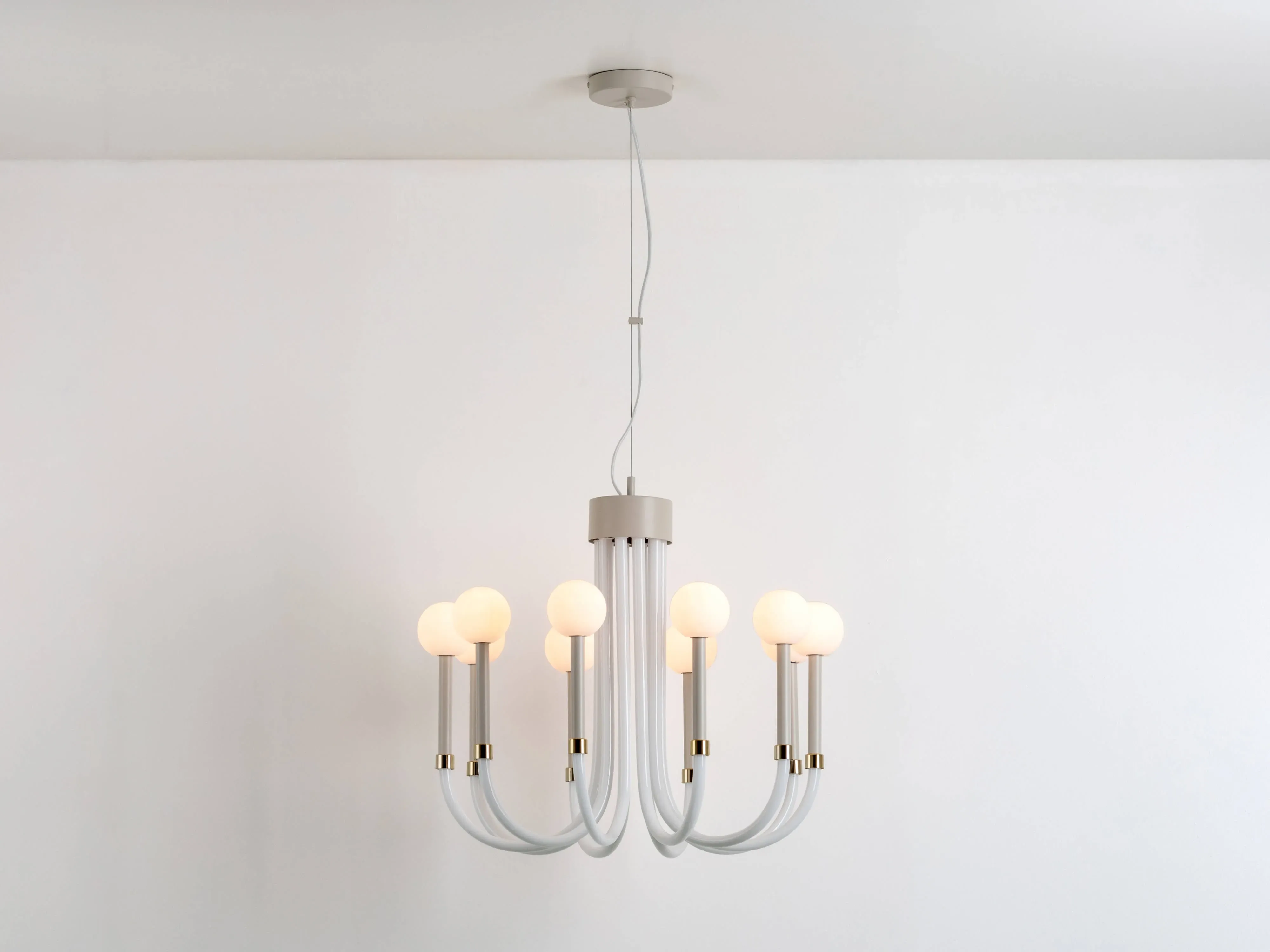 10 Light Glass Arm Chandelier - Sand image