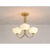 3 Light Dome Ceiling Light - Brass