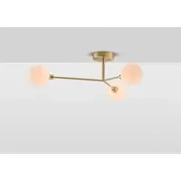 3 Light Flush Ceiling Light - Brass, Metal