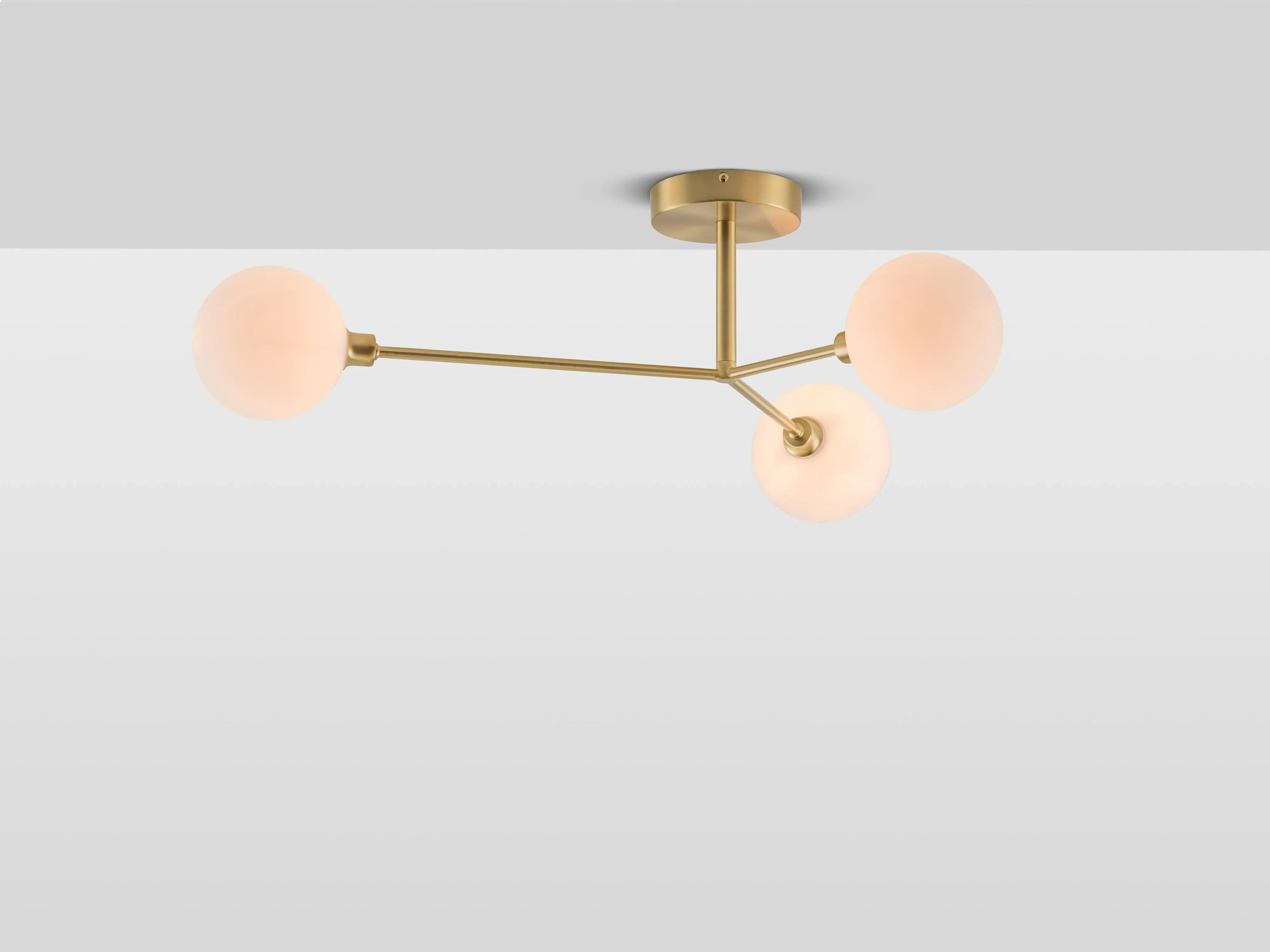 3 Light Flush Ceiling Light - Brass, Metal image