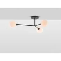 3 Light Flush Ceiling Light - Charcoal Grey, Metal