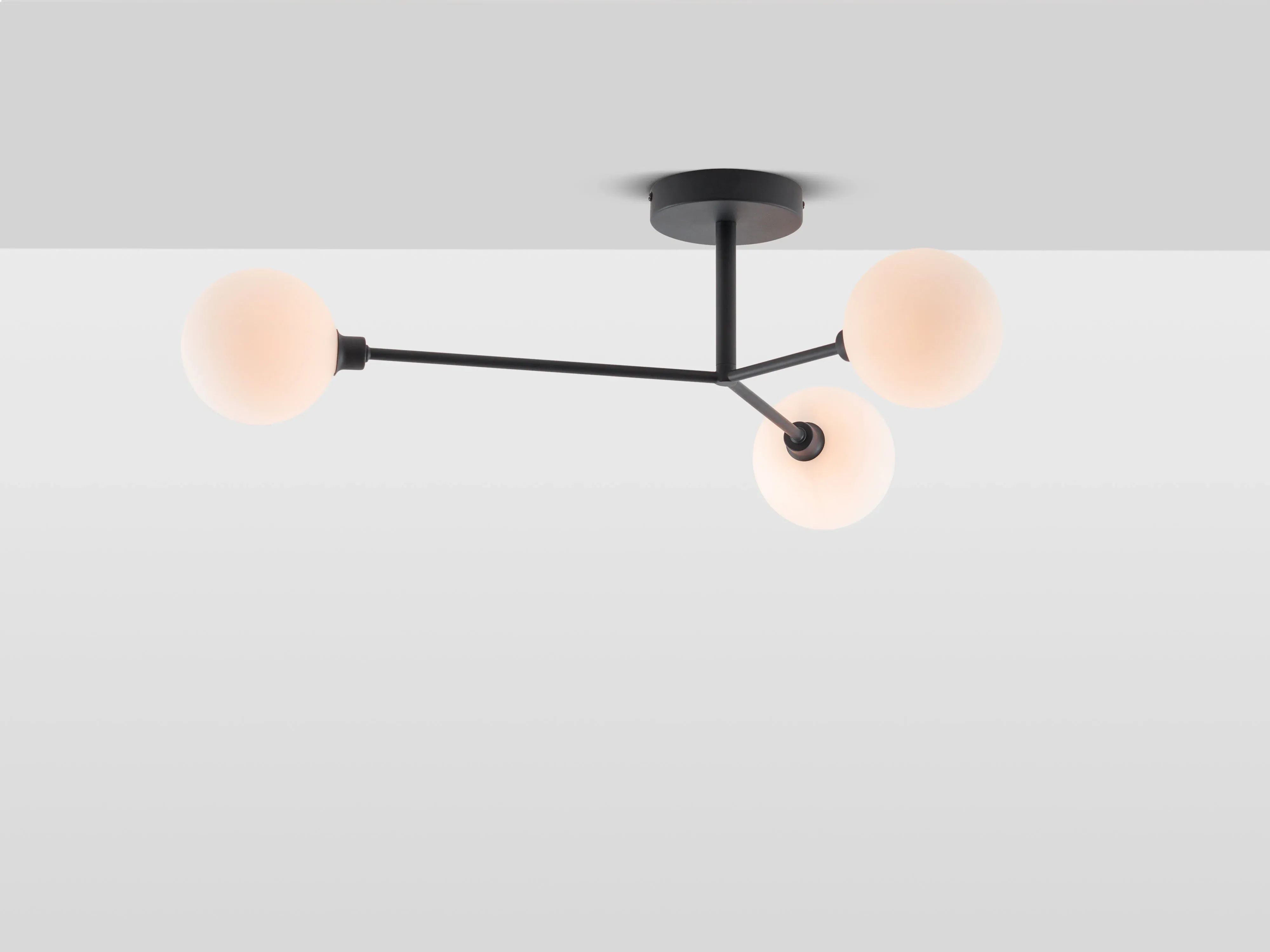 3 Light Flush Ceiling Light - Charcoal Grey, Metal