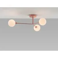 3 Light Flush Ceiling Light - Pink, Metal