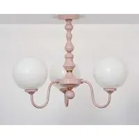 3 Light Flush Chandelier - Pink