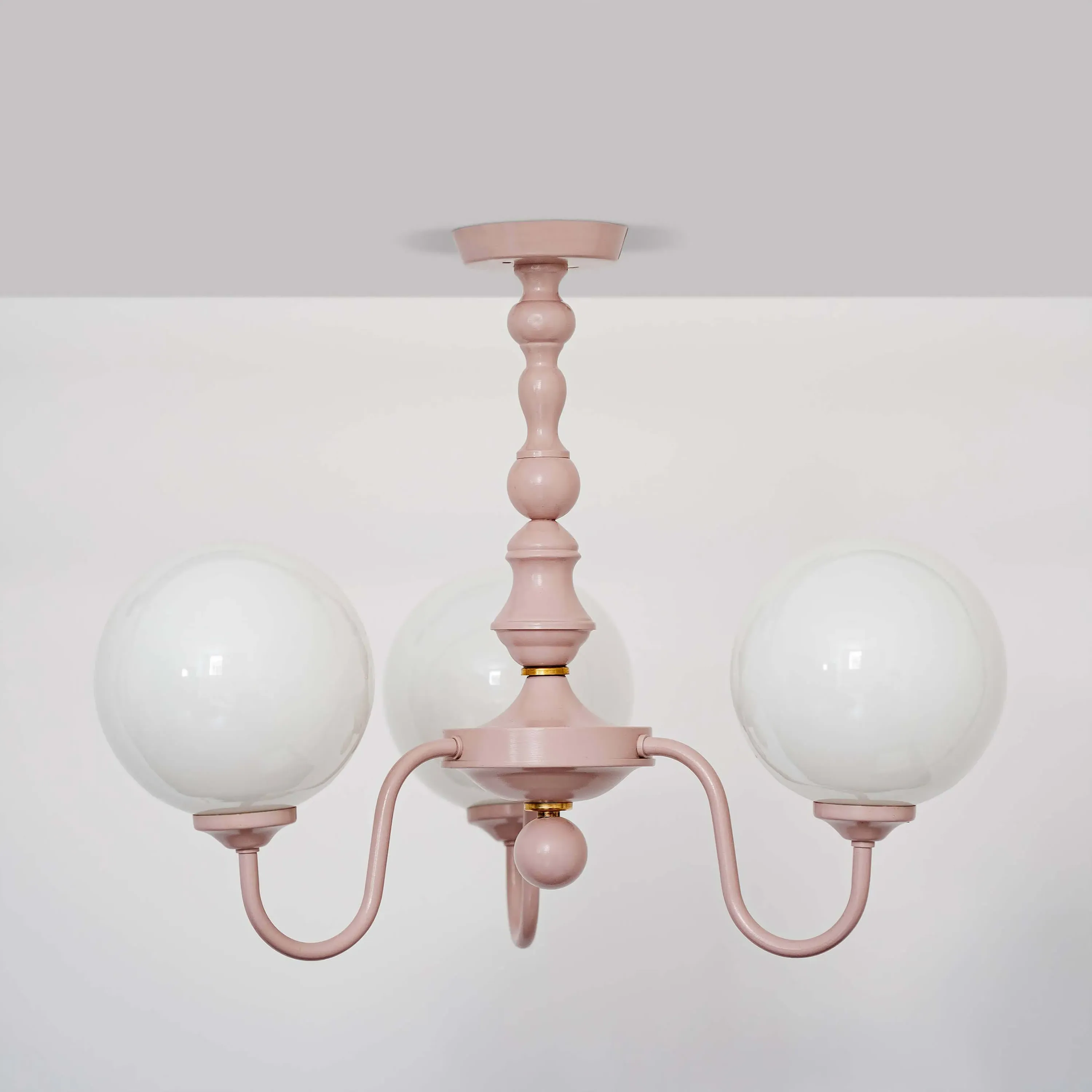 3 Light Flush Chandelier - Pink