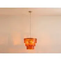 3 Tiered Chandelier - Amber Glass