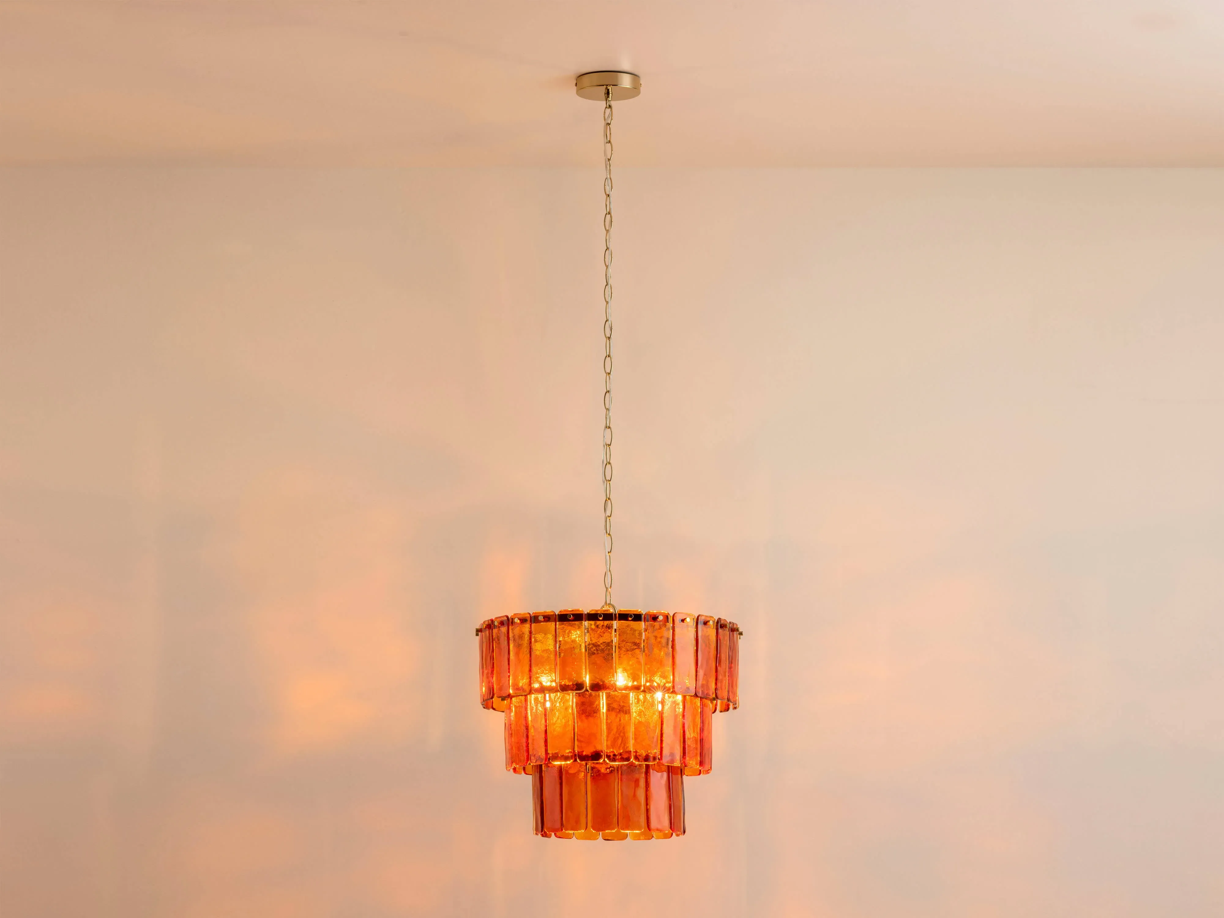 3 Tiered Chandelier - Amber Glass image