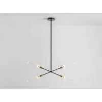 4 Light Chandelier with Adjustable Arms - Charcoal Grey, Glass