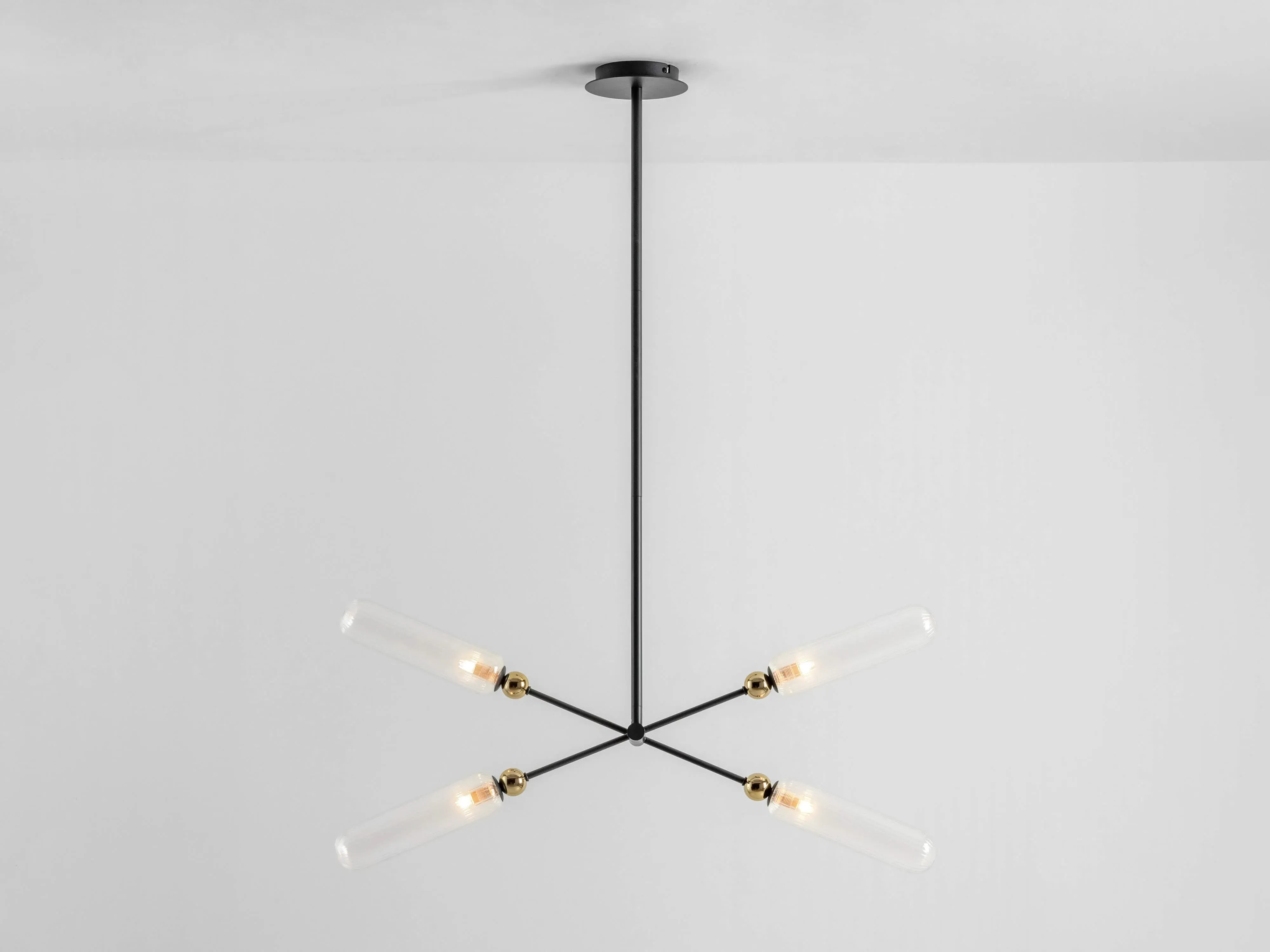 4 Light Chandelier with Adjustable Arms - Charcoal Grey, Glass image