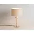 Brass Disk Table Lamp with Pull Switch - Brass, Walnut