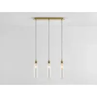Brass Ribbed Glass Cluster Ceiling Light - Brass, Glass