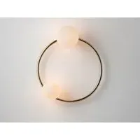 Brass Ring Wall Light with Opal Glass Shades