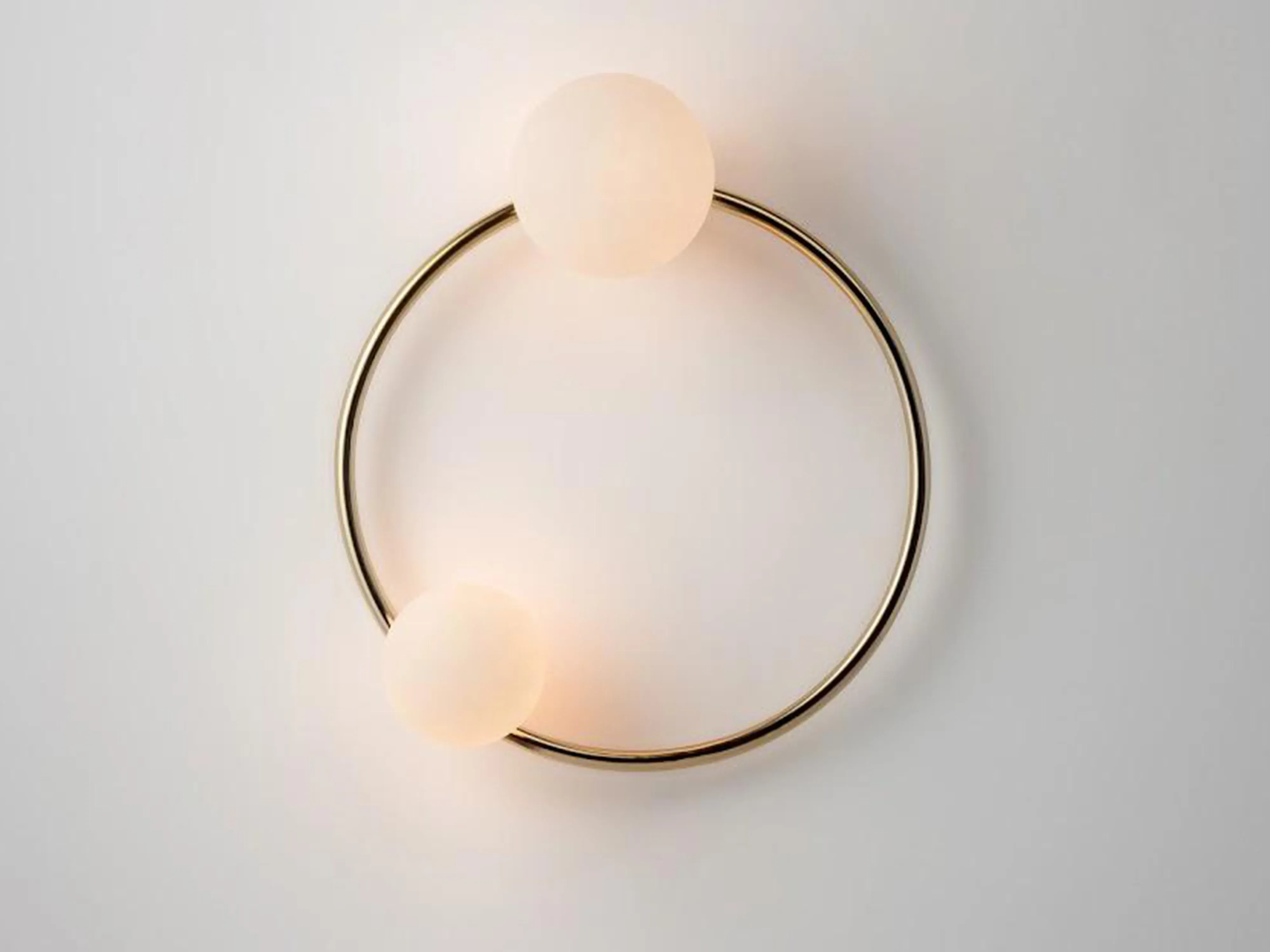 Brass Ring Wall Light with Opal Glass Shades image