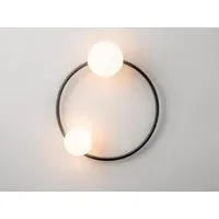 Charcoal Grey Ring Wall Light with Opal Glass Shades