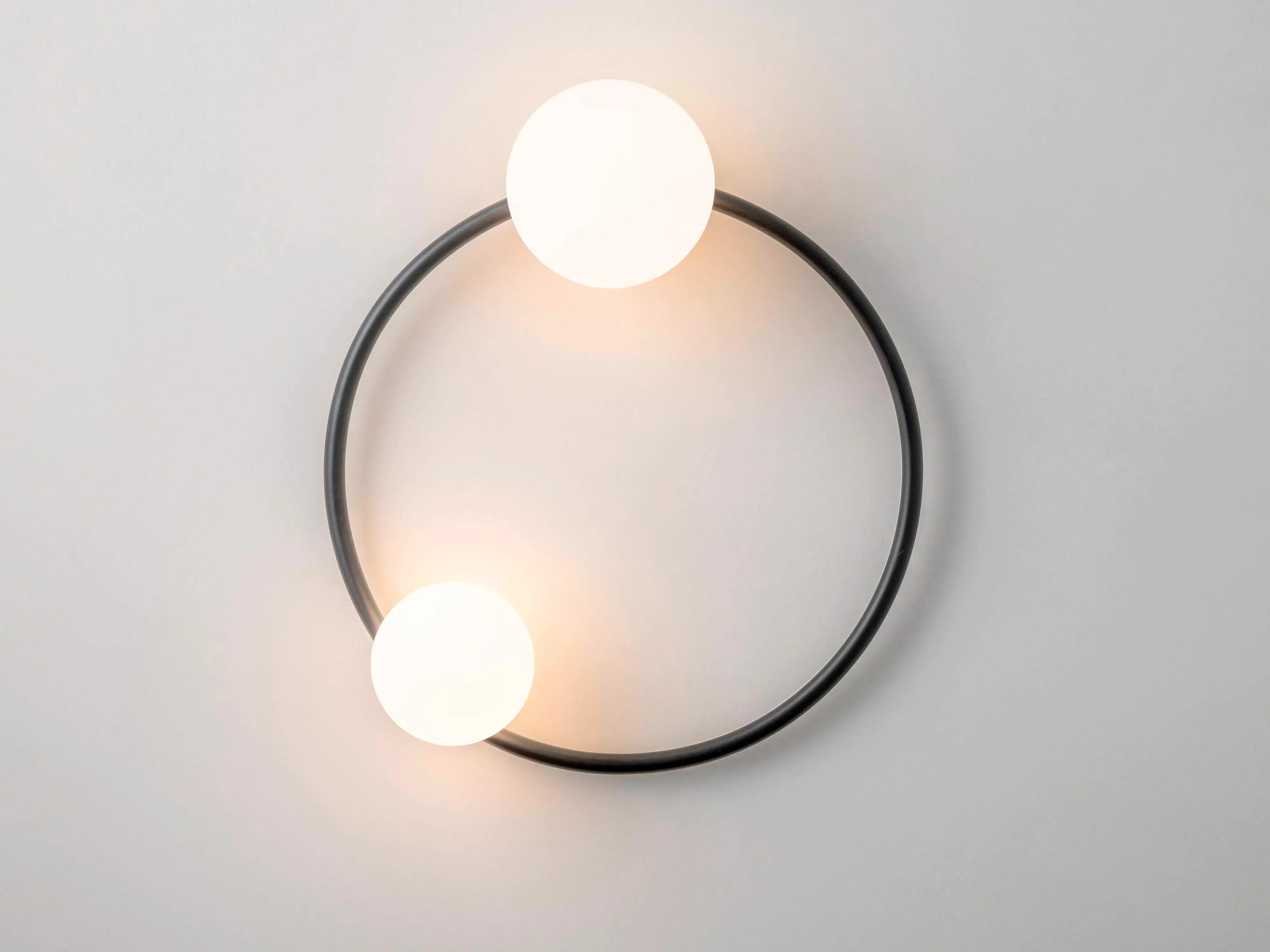 Charcoal Grey Ring Wall Light with Opal Glass Shades
