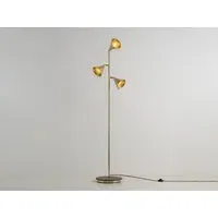 Cone Floor Lamp with 3 Adjustable Shades - Brass, Wood