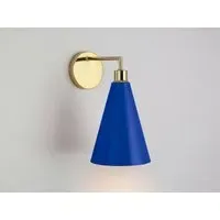 Cone Shade Wall Light - Blue, Brass