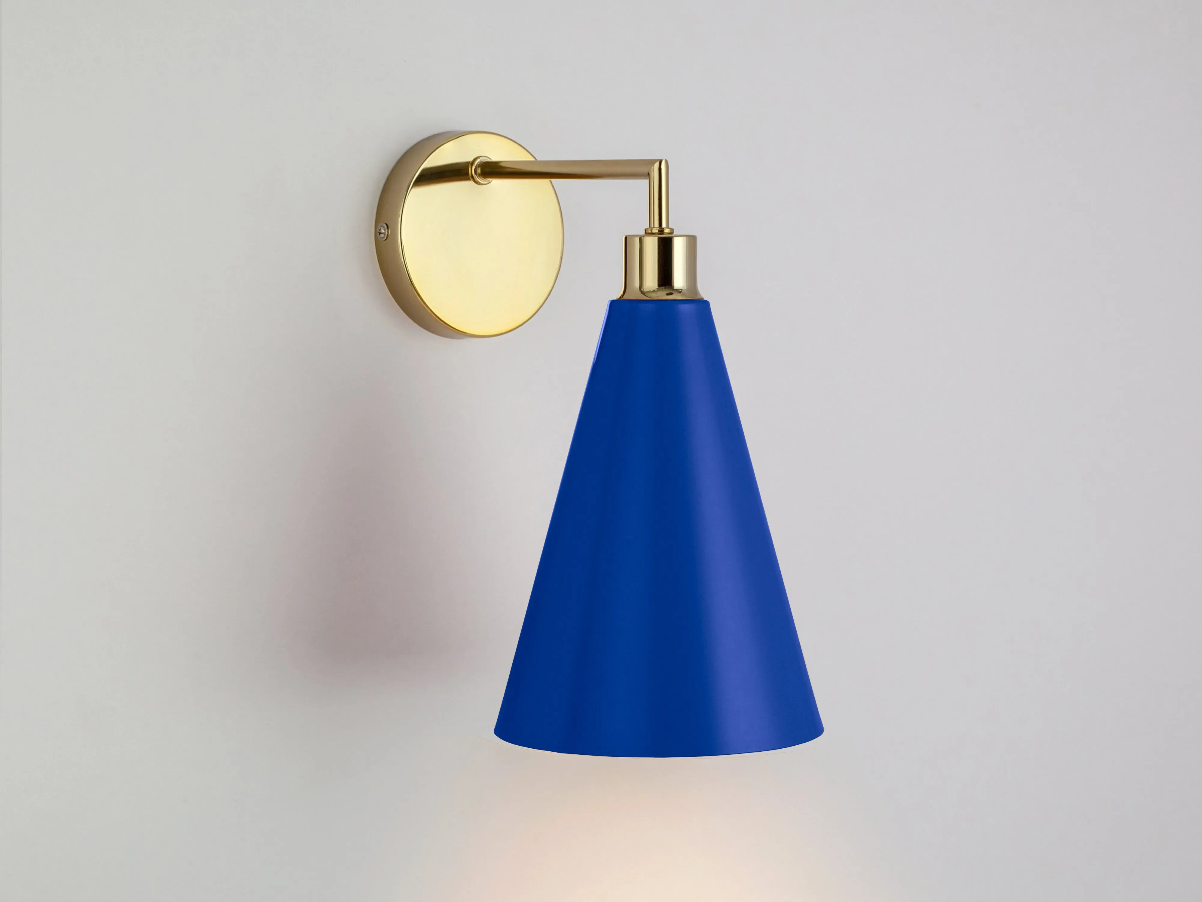 Cone Shade Wall Light - Blue, Brass