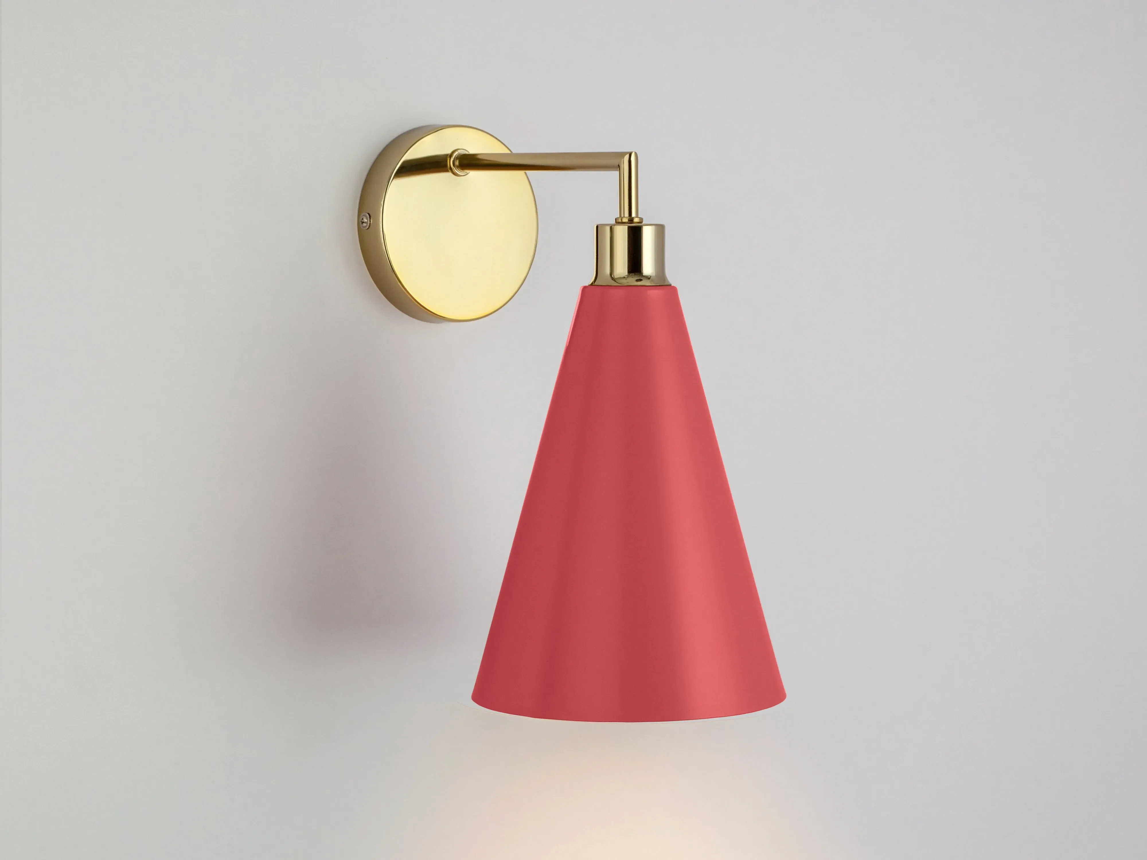 Cone Shade Wall Light - Coral, Brass