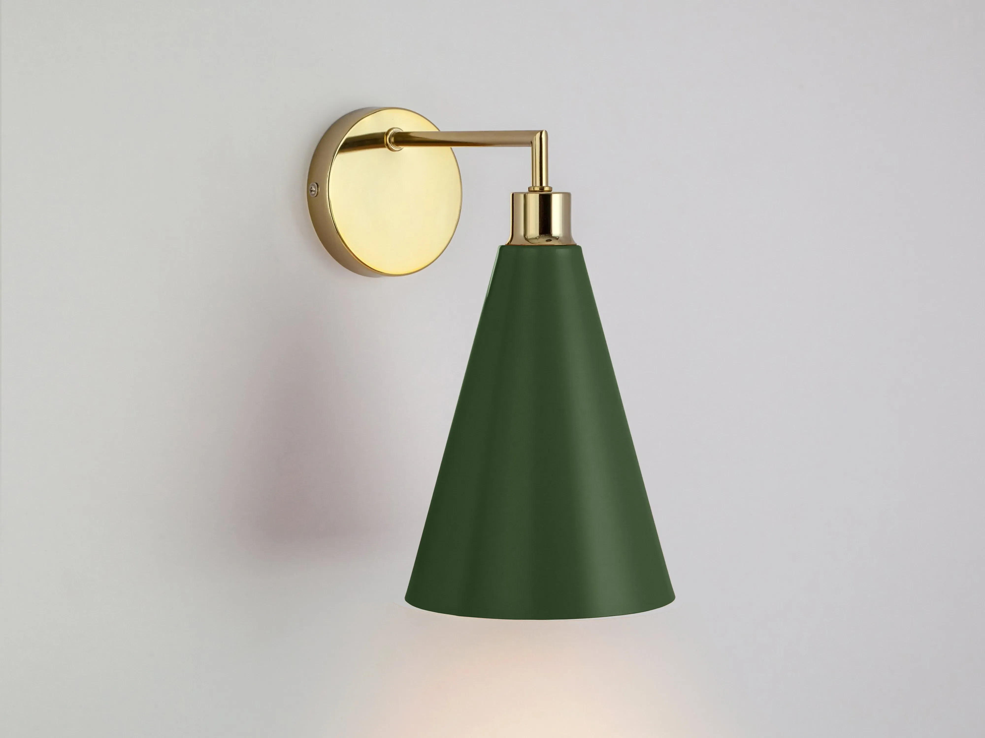 Cone Shade Wall Light - Olive Green, Brass