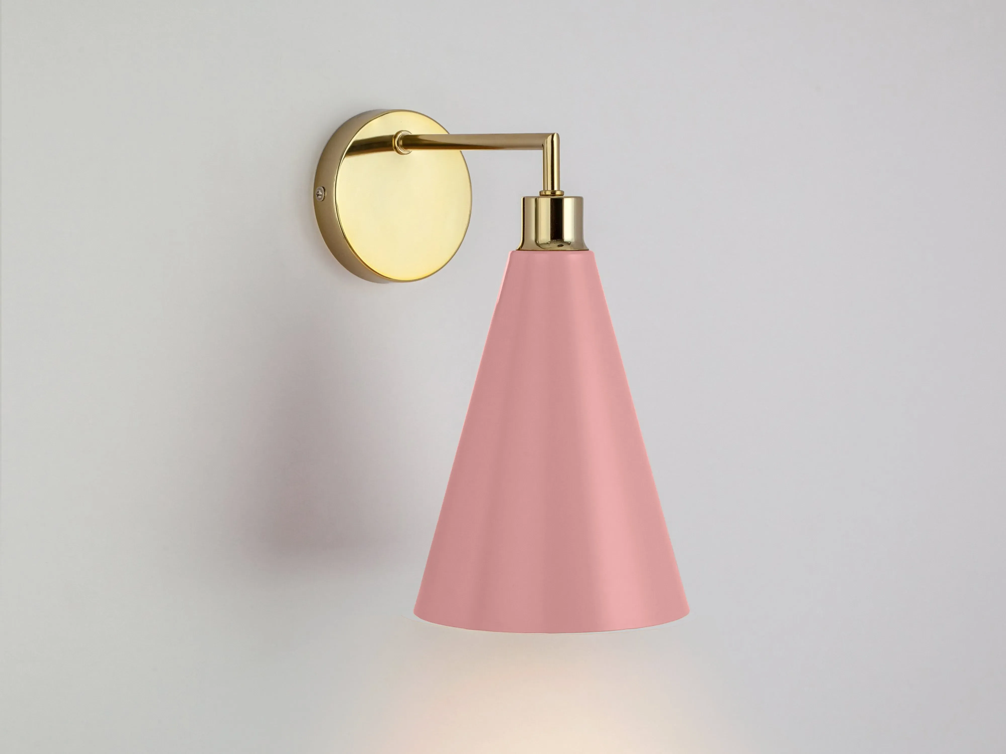 Cone Shade Wall Light - Pink, Brass