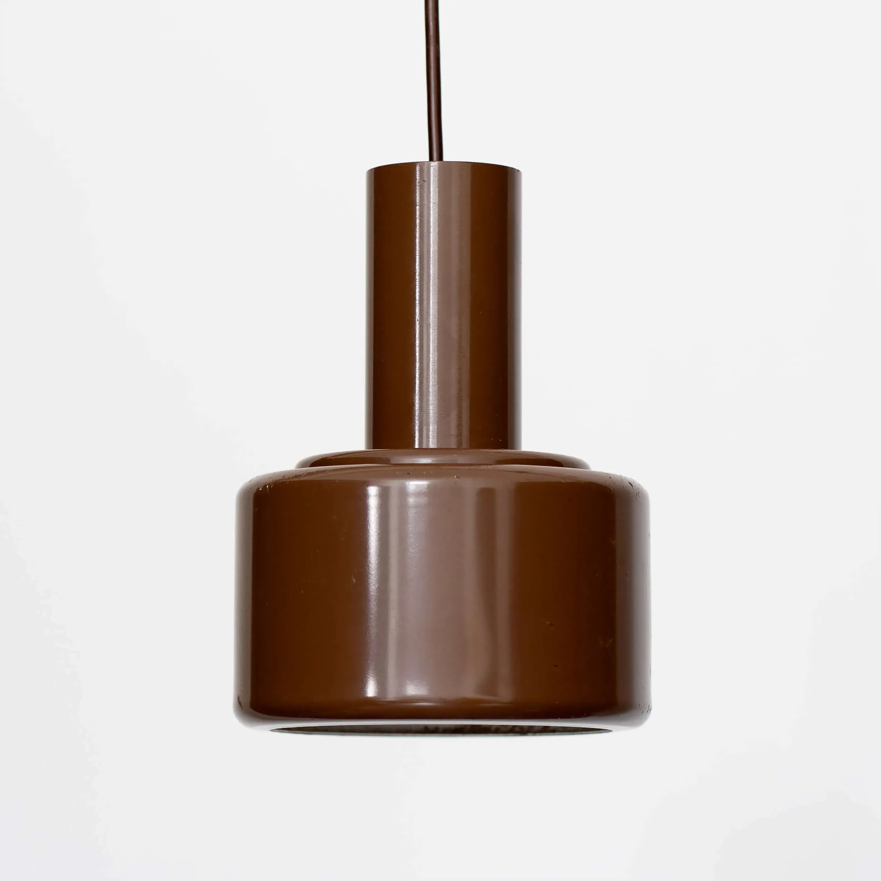 Danish Industrial Ceiling Pendant Light - Brown Enamel image