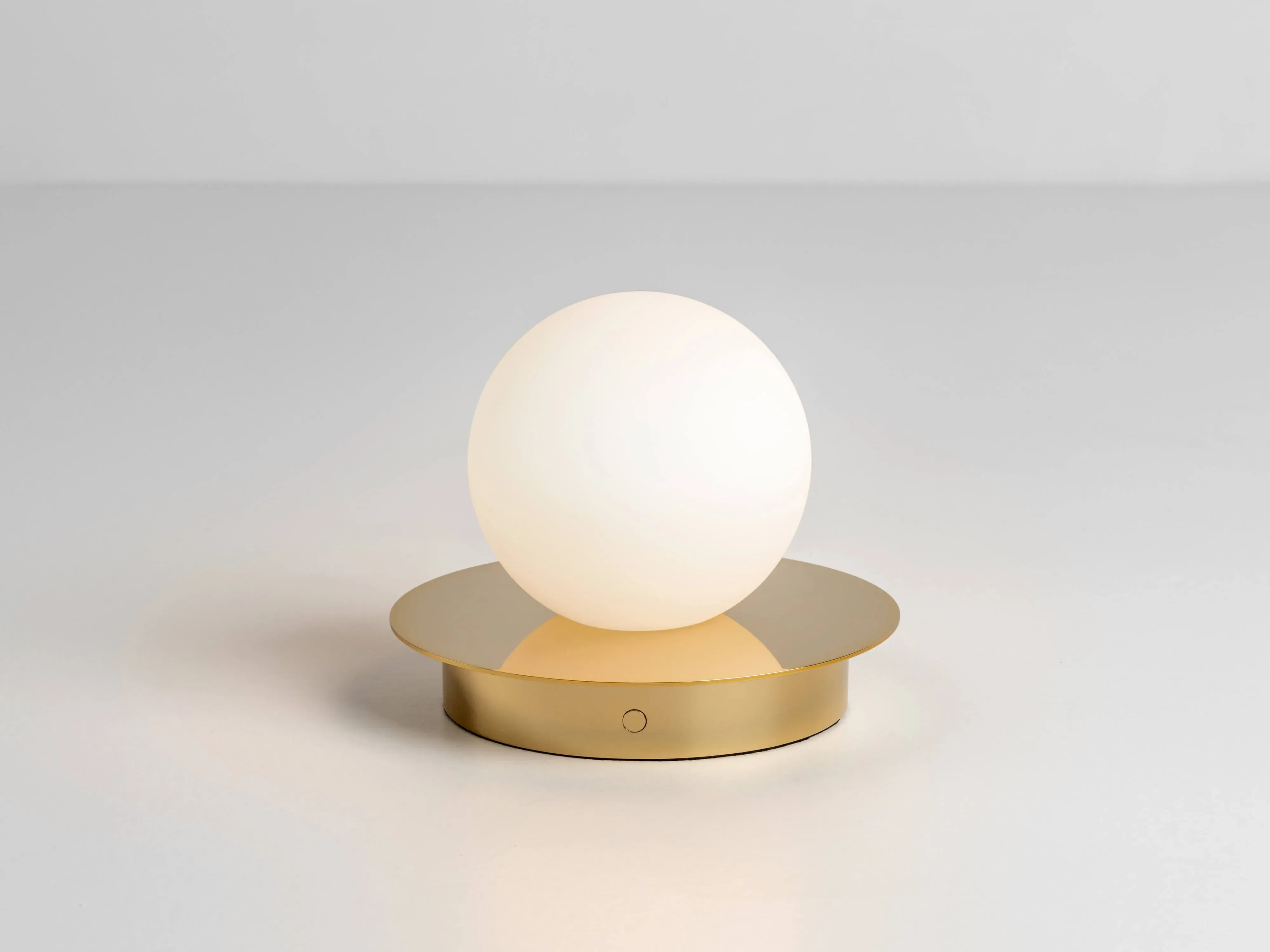 Disk Cordless Table Lamp - Brass, Opal Glass image