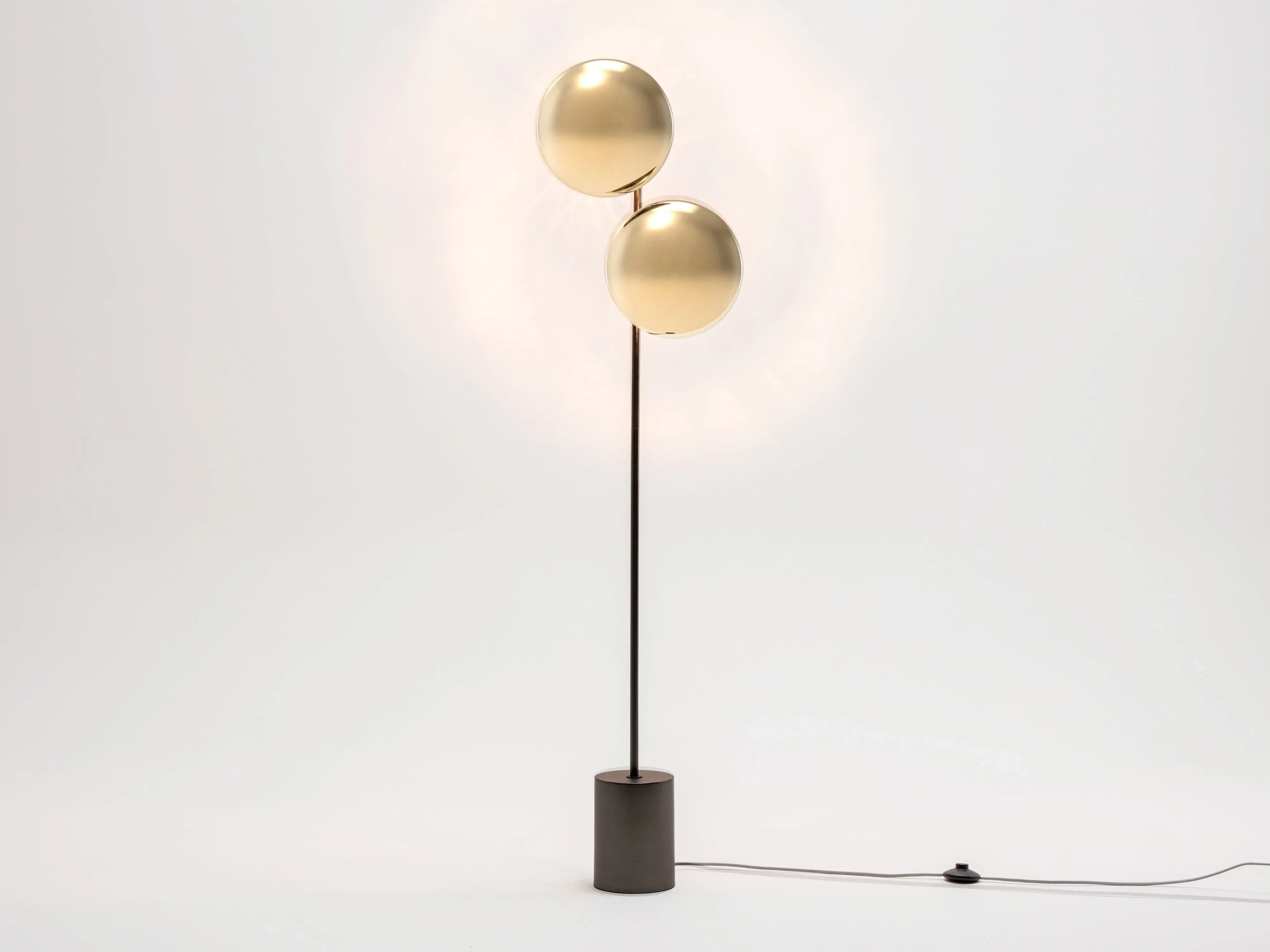 Ellipse Floor Lamp with Glass Shades - Antique Silver image