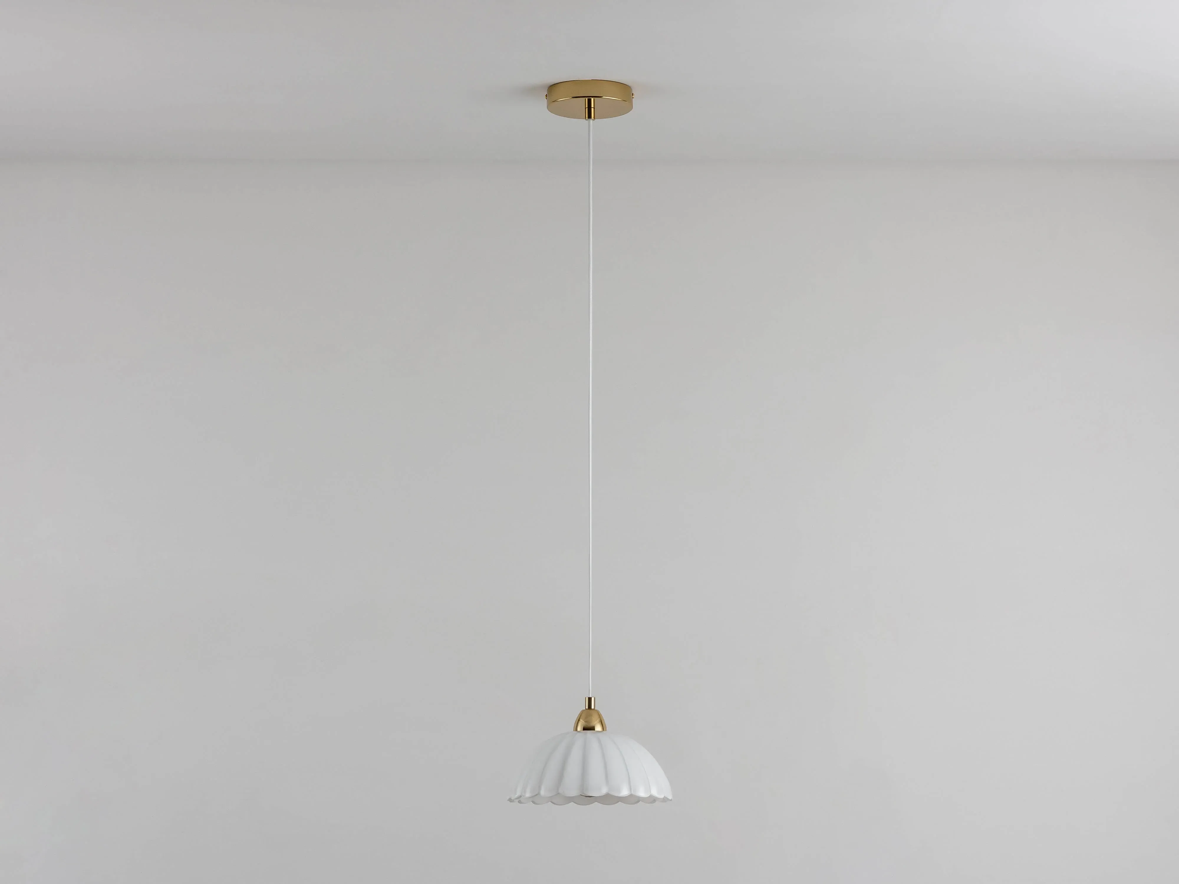 Flower Glass Pendant Light - White, Brass image