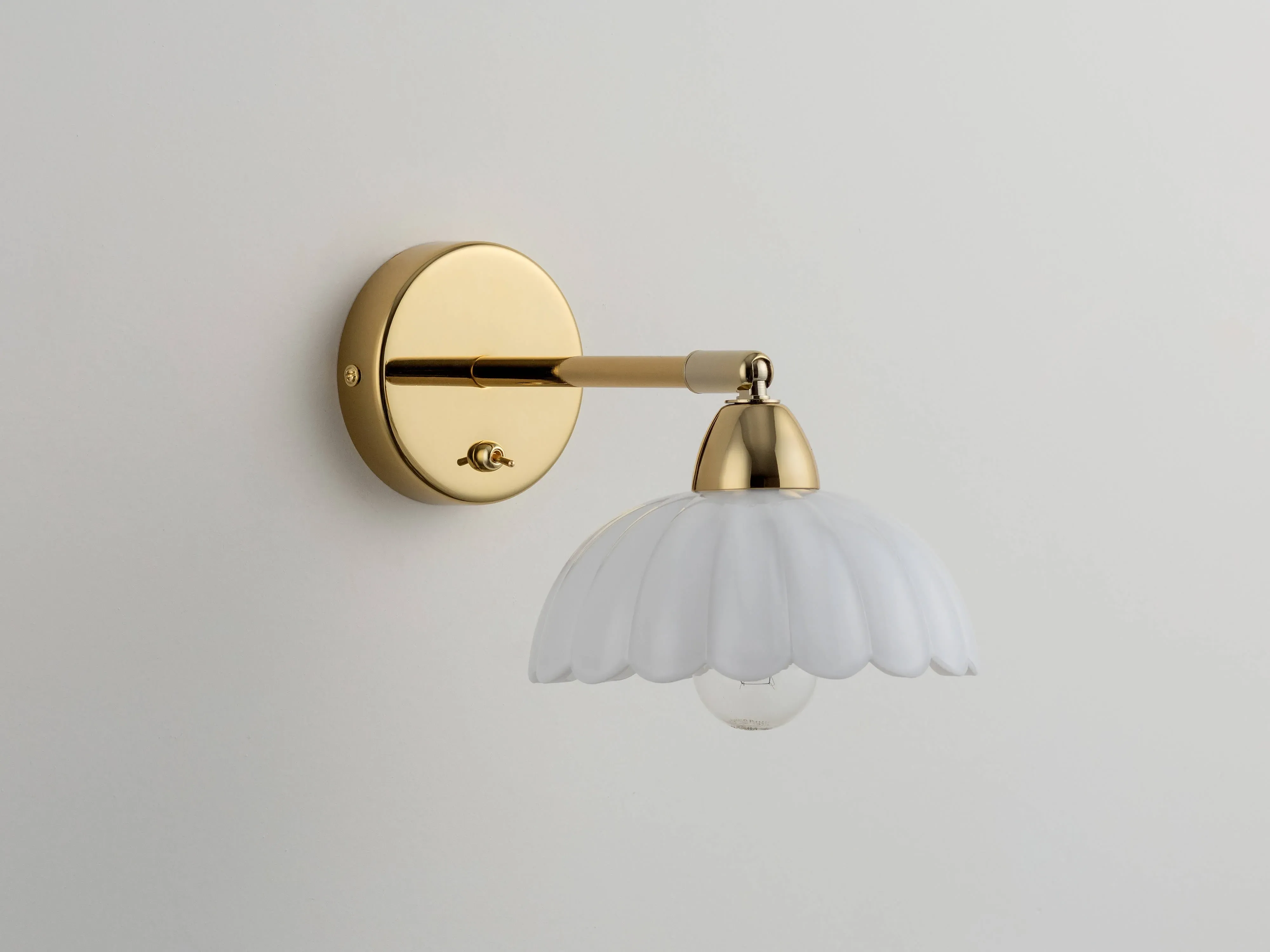 Flower Sconce Wall Light - White, Brass image
