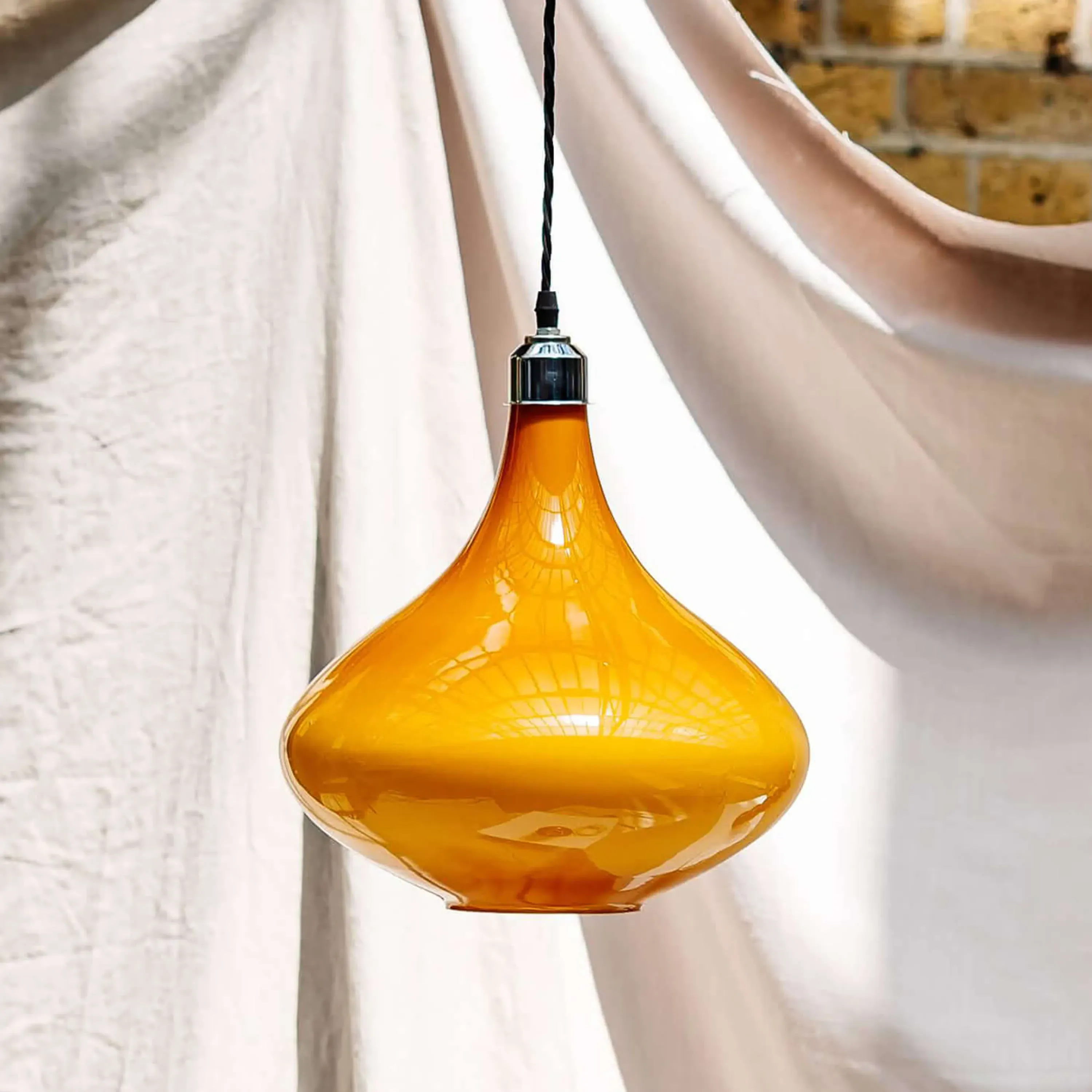 Large Bell Ceiling Pendant - Amber