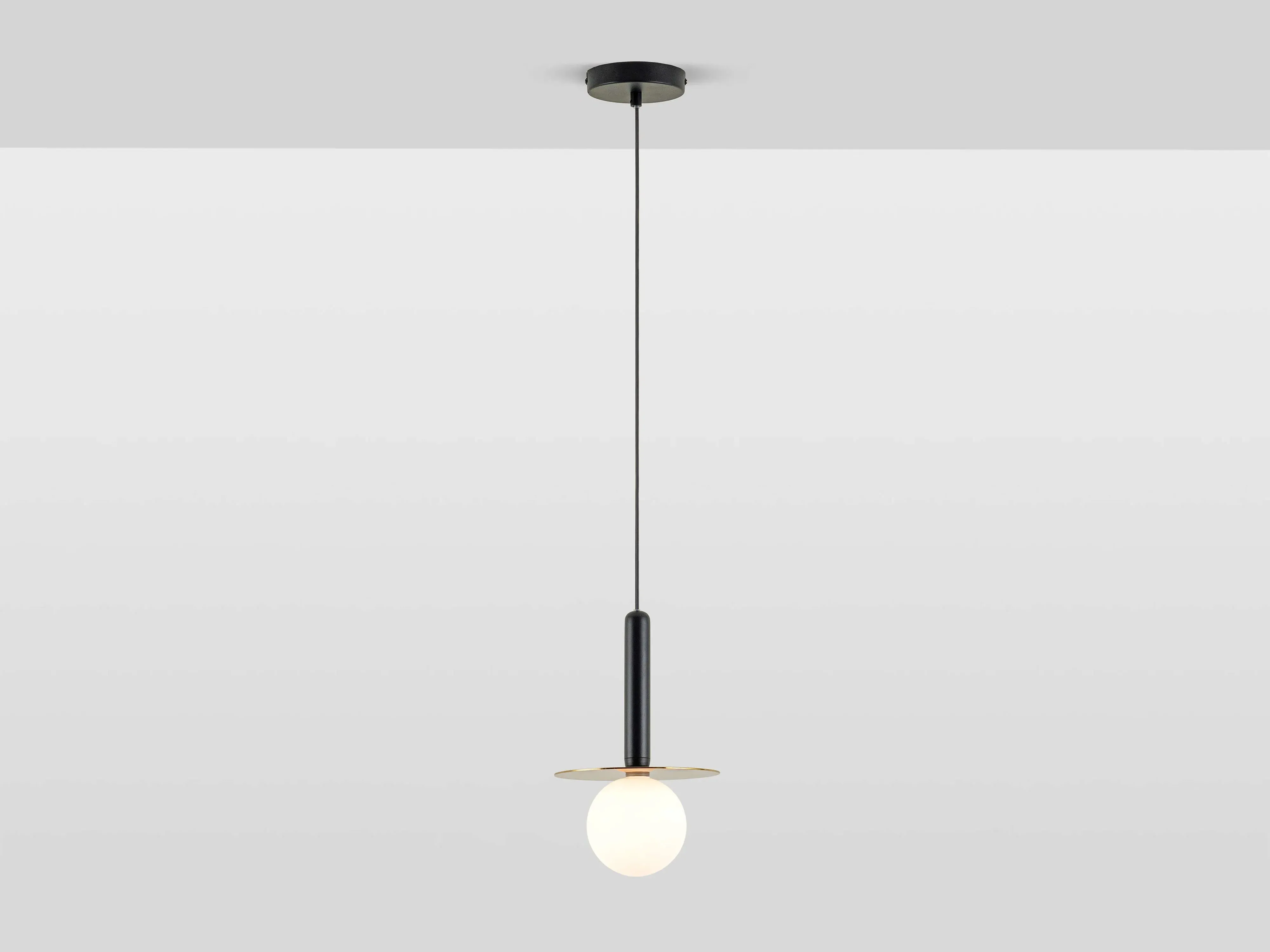 Plate Pendant Light - Charcoal Grey, Brass