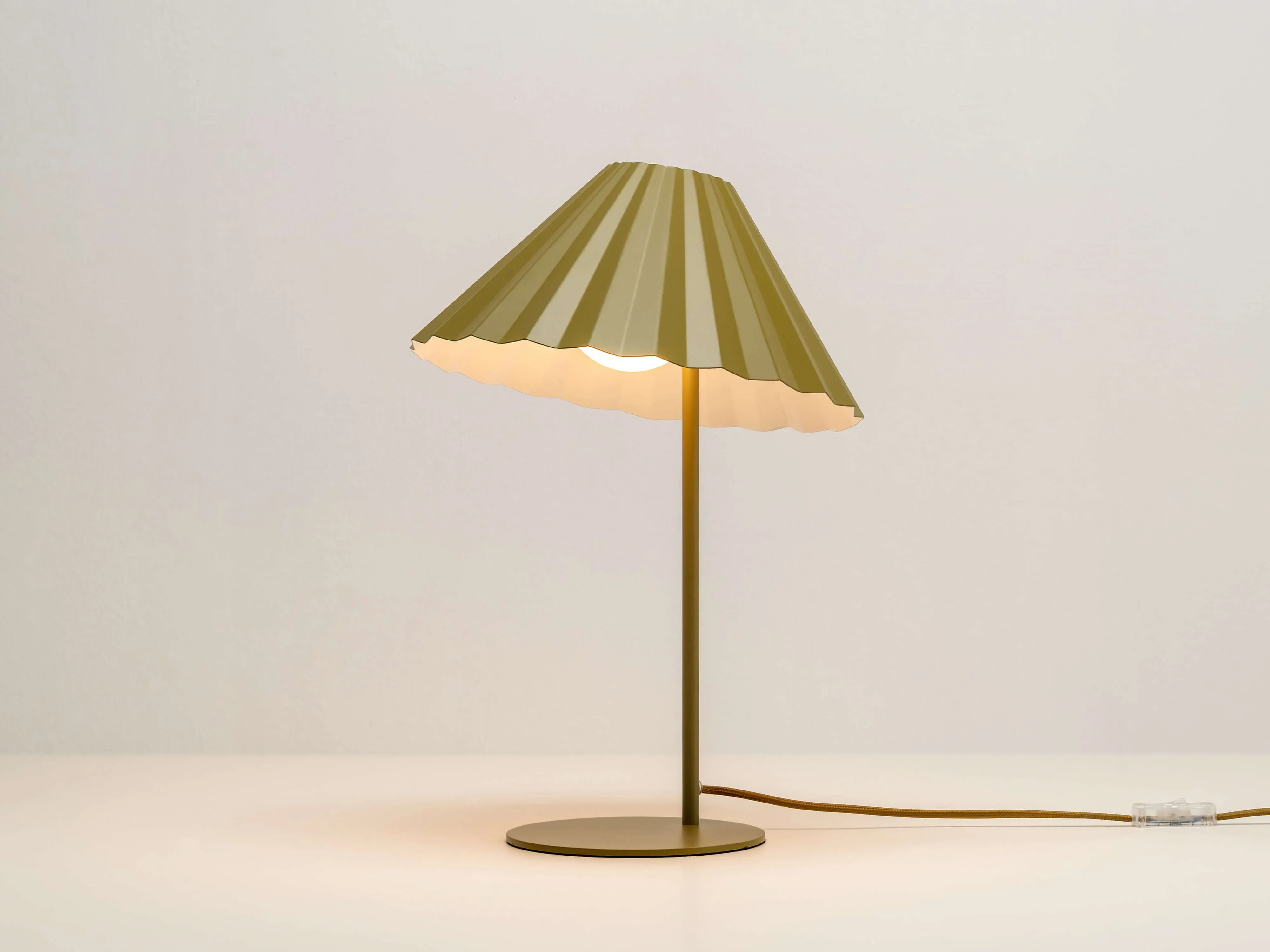 Pleat Table Lamp with Adjustable Shade - Moss Green, Steel image