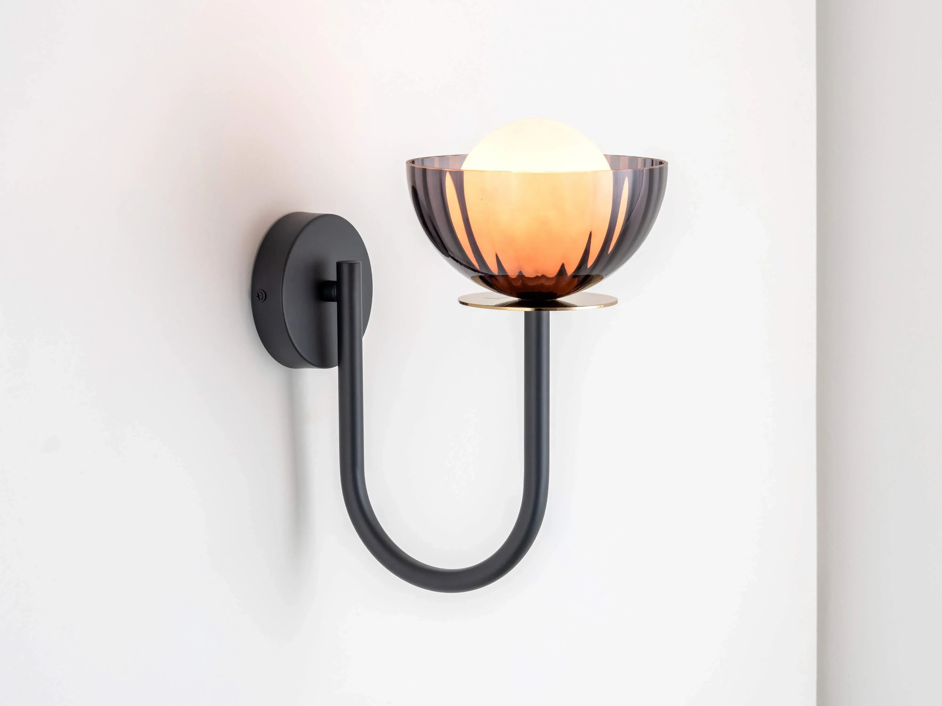 Ribbed Glass Wall Light - Charcoal Grey image