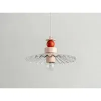 Ribbed Pendant Ceiling Light - Orange, Glass