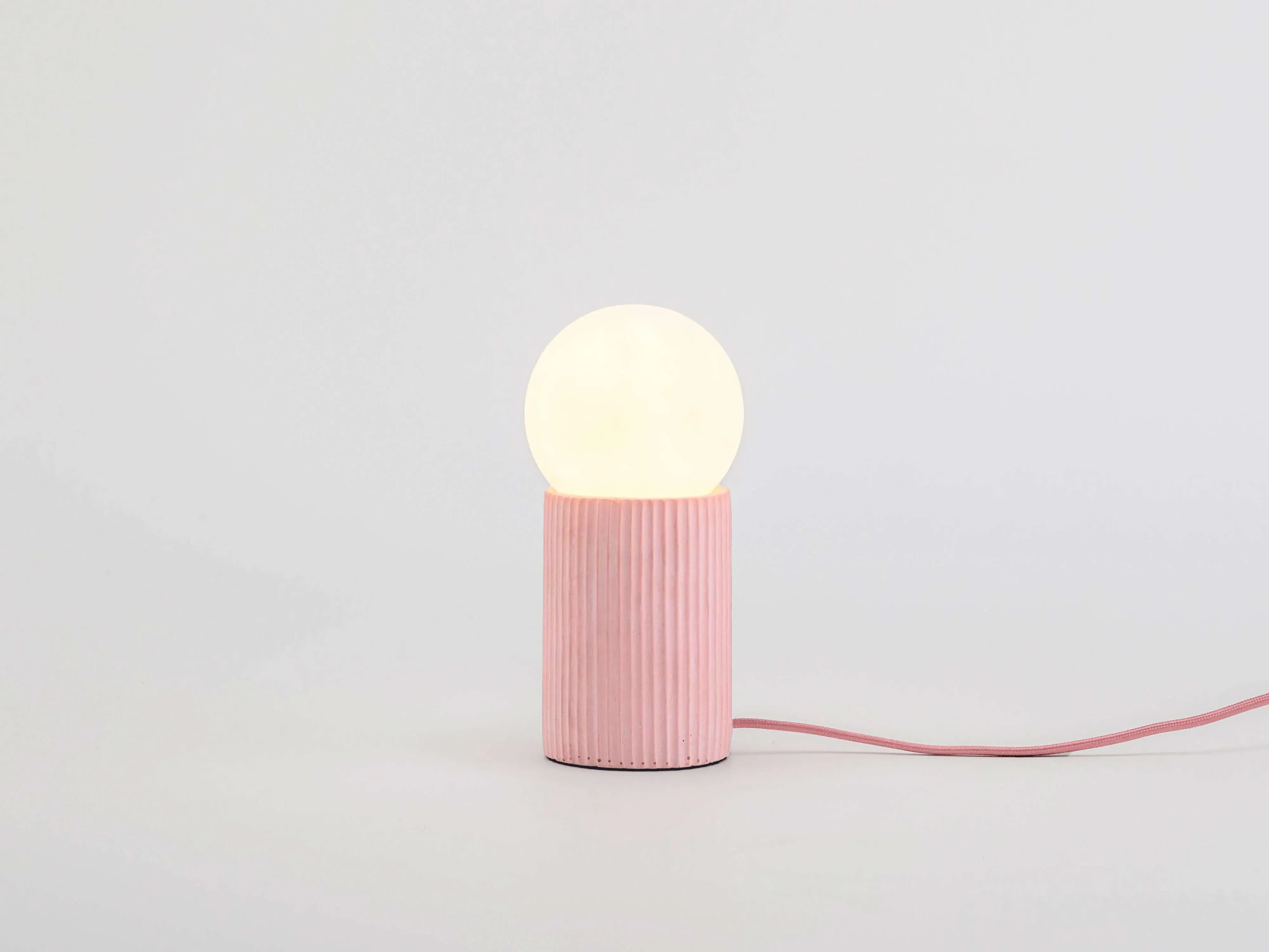 Ribbed Table Lamp - Pink, Concrete