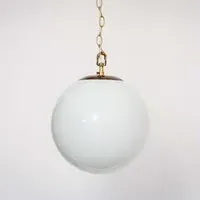 Round Opaline Ceiling Pendant - Brass