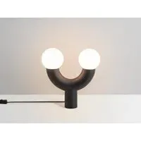Tube Table Lamp with Opal Glass Shades - Charcoal Grey