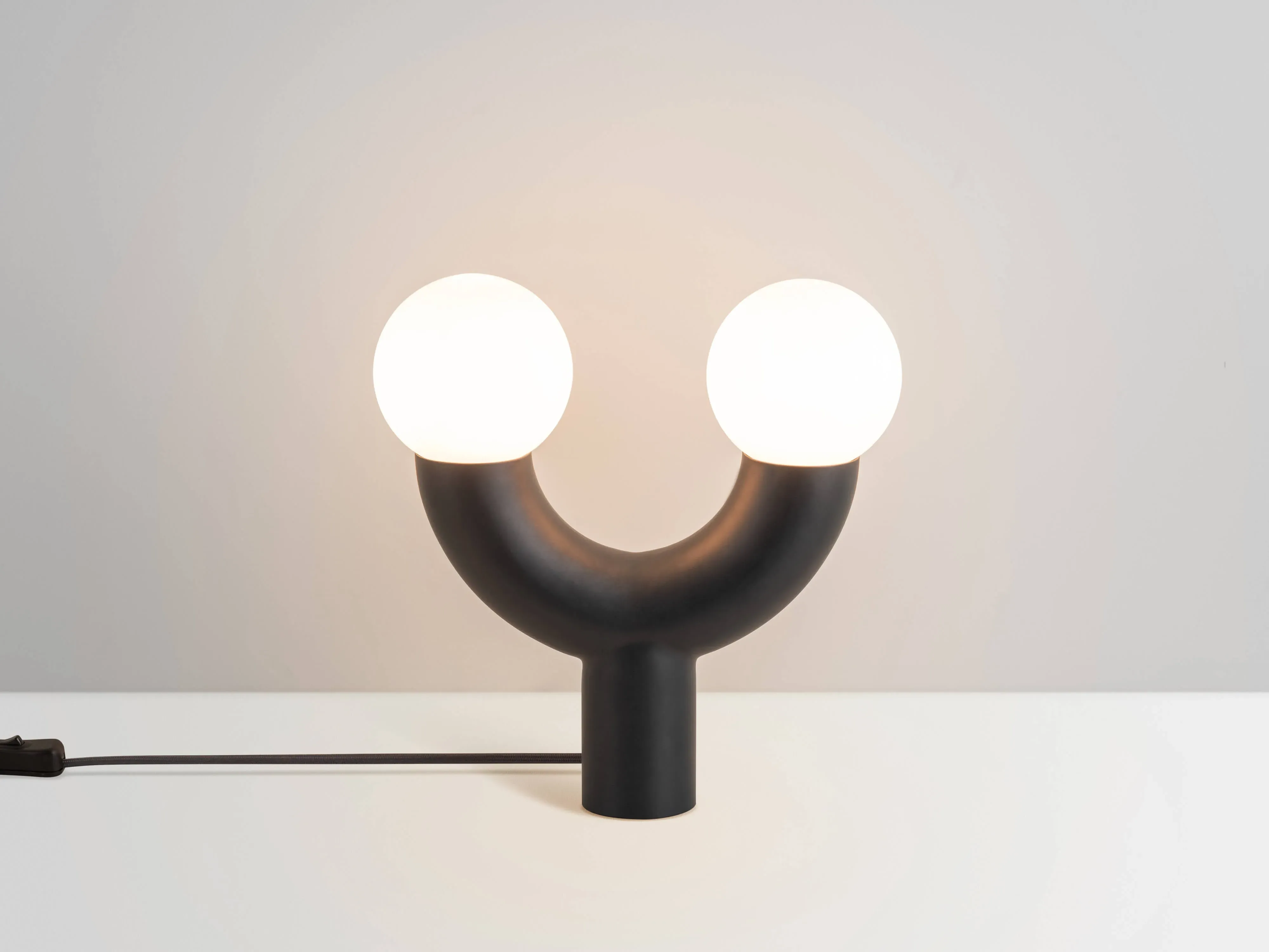 Tube Table Lamp with Opal Glass Shades - Charcoal Grey image